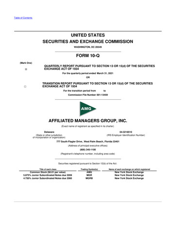 Miniature Affiliated Managers Group 10-Q Rapport trimestriel 2021 