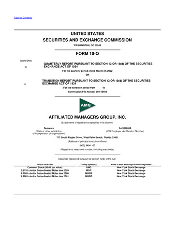Miniature Affiliated Managers Group 10-Q Rapport trimestriel 2022 