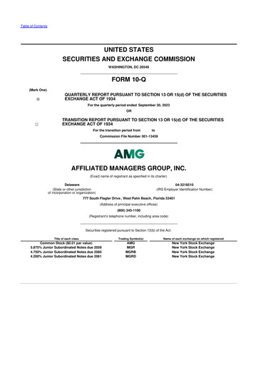 Miniature Affiliated Managers Group 10-Q Rapport trimestriel 2023 
