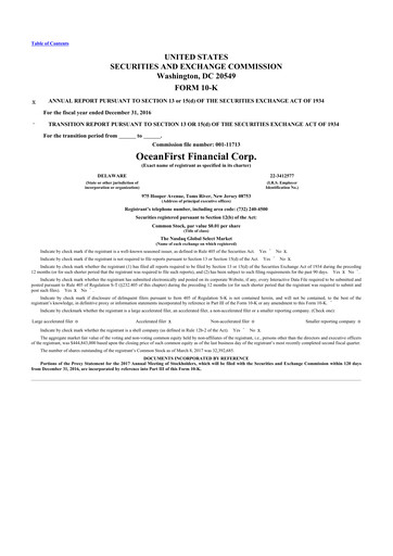 Thumbnail OceanFirst Financial 10-K Annual Report 2016