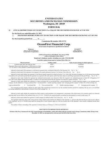 Thumbnail OceanFirst Financial 10-K Annual Report 2021