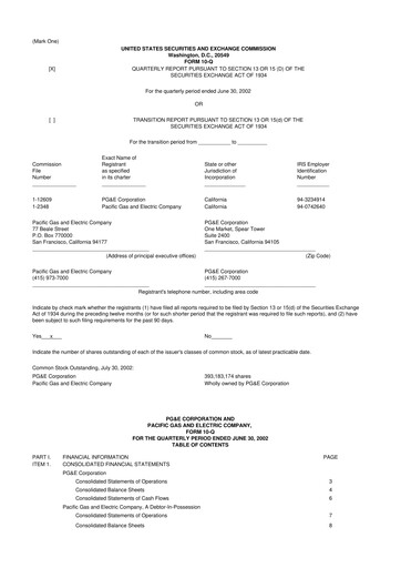 Thumbnail PG&E Corporation 10-Q Quarterly Report FY 