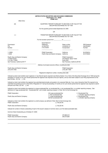 Thumbnail PG&E Corporation 10-Q Quarterly Report FY 