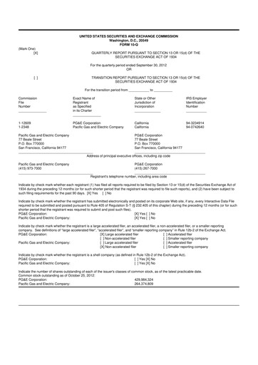 Thumbnail PG&E Corporation 10-Q Quarterly Report FY 