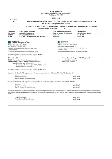 Miniature PG&E Corporation 10-K Rapport annuel 