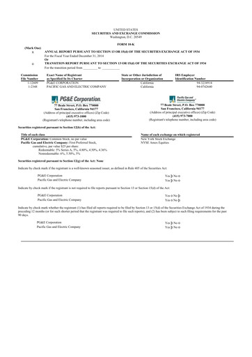 Miniature PG&E Corporation 10-K Rapport annuel 