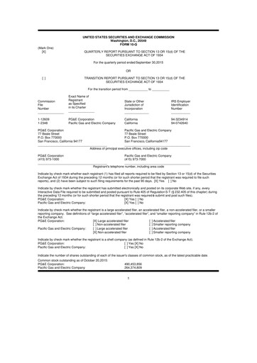 Thumbnail PG&E Corporation 10-Q Quarterly Report FY 