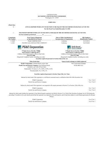 Miniature PG&E Corporation 10-K Rapport annuel 