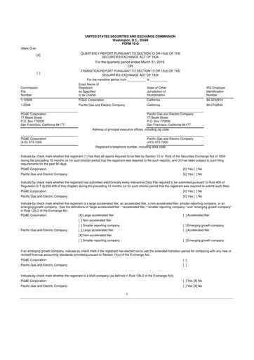 Thumbnail PG&E Corporation 10-Q Quarterly Report FY 
