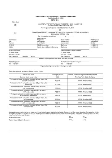 Thumbnail PG&E Corporation 10-Q Quarterly Report FY2019 