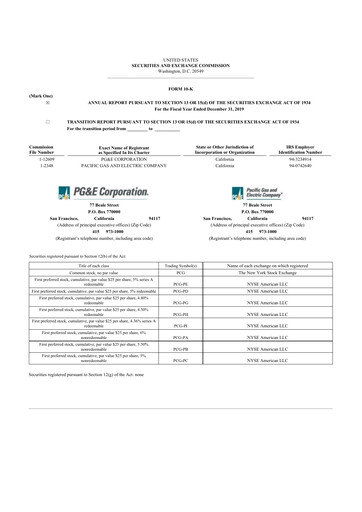Miniature PG&E Corporation 10-K Rapport annuel 2019