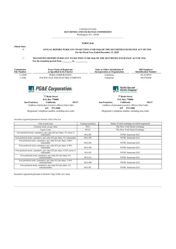 Miniature PG&E Corporation 10-K Rapport annuel 2020