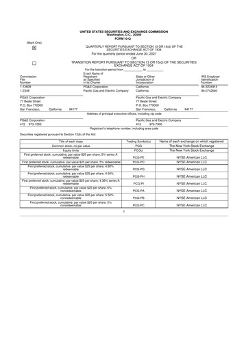 Thumbnail PG&E Corporation 10-Q Quarterly Report FY2021 