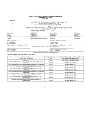 Thumbnail PG&E Corporation 10-Q Quarterly Report FY2022 