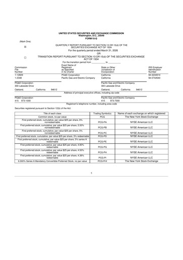 Thumbnail PG&E Corporation 10-Q Quarterly Report FY 