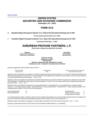 Vorschaubild Suburban Propane Partners 10-Q Quartalsbericht 2026 