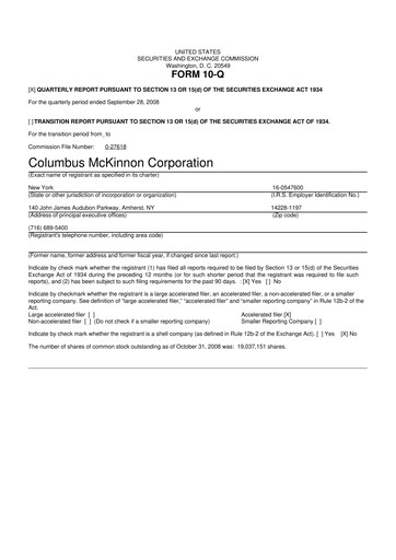 Miniature Columbus McKinnon 10-Q Rapport trimestriel  