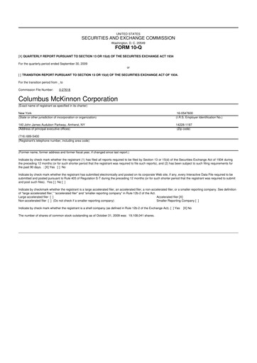 Miniature Columbus McKinnon 10-Q Rapport trimestriel  