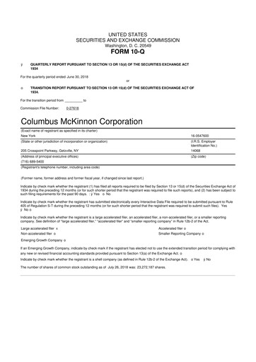 Miniature Columbus McKinnon 10-Q Rapport trimestriel 2019 