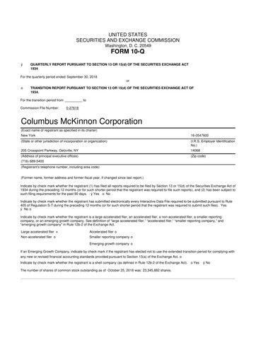 Miniature Columbus McKinnon 10-Q Rapport trimestriel 2019 