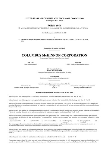 Thumbnail Columbus McKinnon 10-K Annual Report 2022