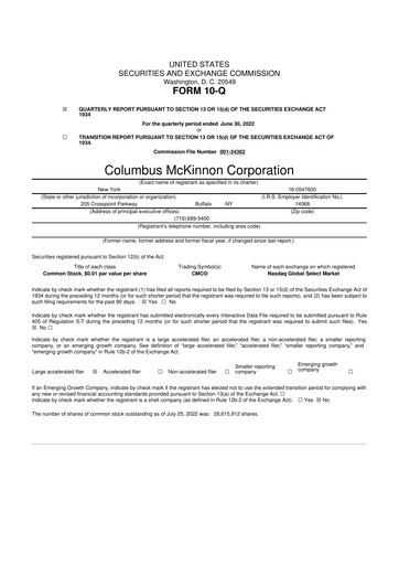 Miniature Columbus McKinnon 10-Q Rapport trimestriel 2023 