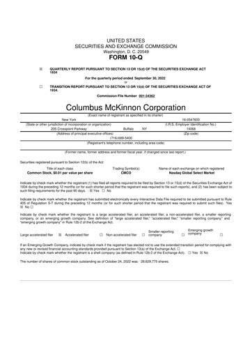 Miniature Columbus McKinnon 10-Q Rapport trimestriel 2023 