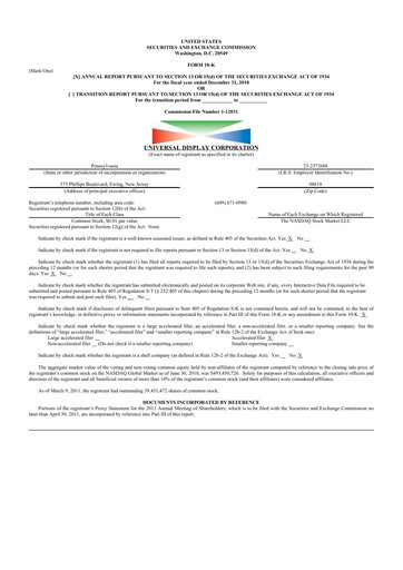 Thumbnail Universal Display Corporation
 10-K Annual Report 