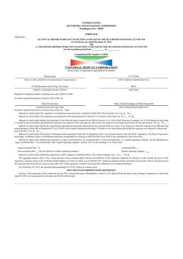 Thumbnail Universal Display Corporation
 10-K Annual Report 2014