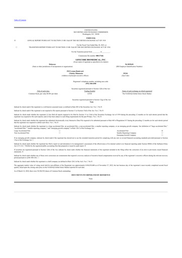 Thumbnail Lifecore Biomedical 10-K Annual Report 2023