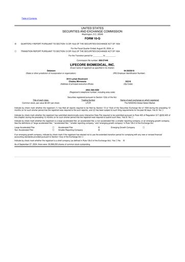Thumbnail Lifecore Biomedical 10-Q Quarterly Report FY2025 