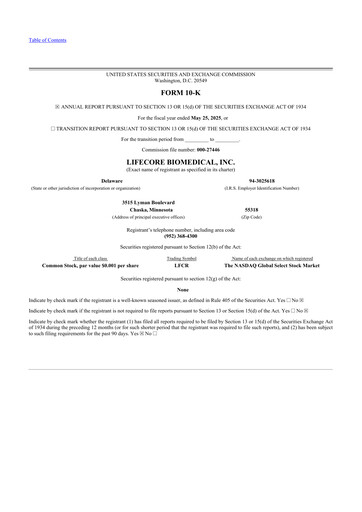 Thumbnail Lifecore Biomedical 10-K Annual Report 2025