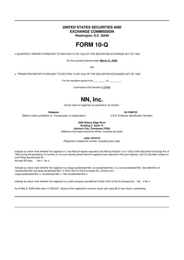 Thumbnail NN, Inc.
 10-Q Quarterly Report FY 