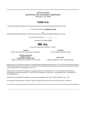 Thumbnail NN, Inc.
 10-Q Quarterly Report FY 