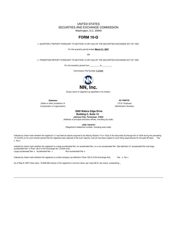 Thumbnail NN, Inc.
 10-Q Quarterly Report FY 