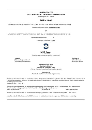 Thumbnail NN, Inc.
 10-Q Quarterly Report FY 