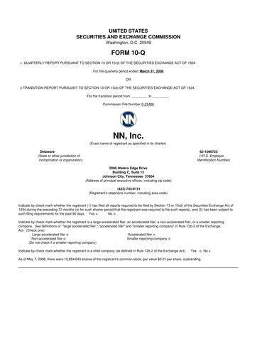 Thumbnail NN, Inc.
 10-Q Quarterly Report FY 