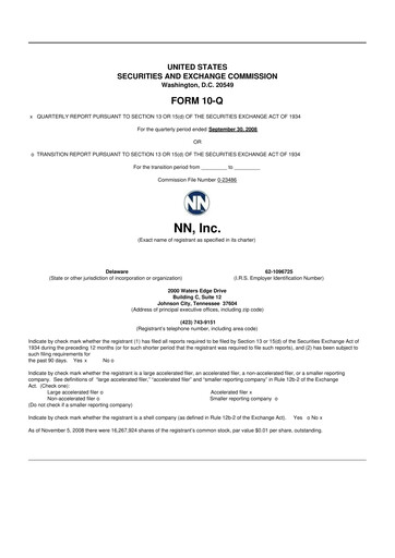 Thumbnail NN, Inc.
 10-Q Quarterly Report FY 