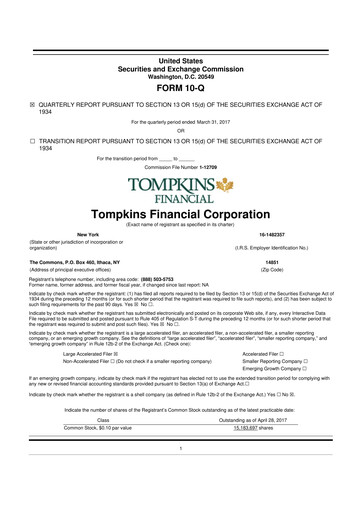 Thumbnail Tompkins Financial 10-Q Quarterly Report FY2017 