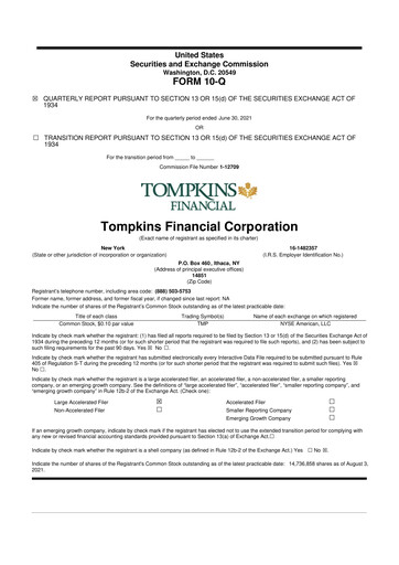 Thumbnail Tompkins Financial 10-Q Quarterly Report FY2021 