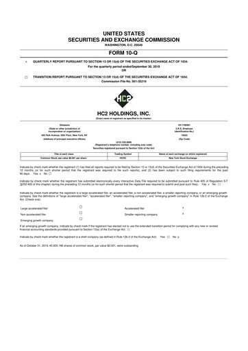 Thumbnail INNOVATE Corp. 10-Q Quarterly Report FY2019 