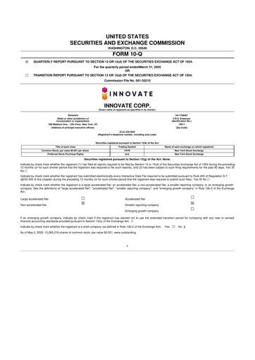 Thumbnail INNOVATE Corp. 10-Q Quarterly Report FY2025 