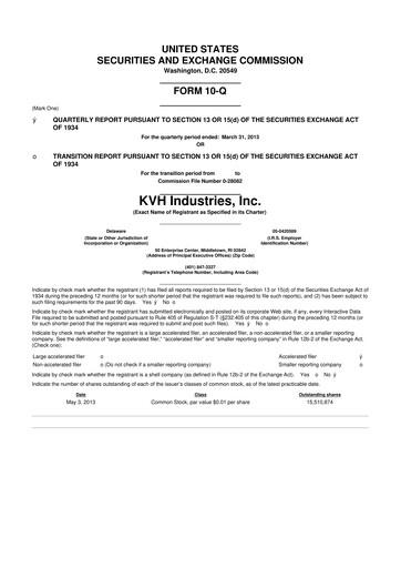 Thumbnail KVH Industries
 10-Q Quarterly Report FY2013 