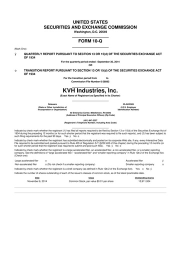 Thumbnail KVH Industries
 10-Q Quarterly Report FY2014 