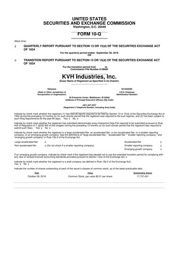 Thumbnail KVH Industries
 10-Q Quarterly Report FY2018 