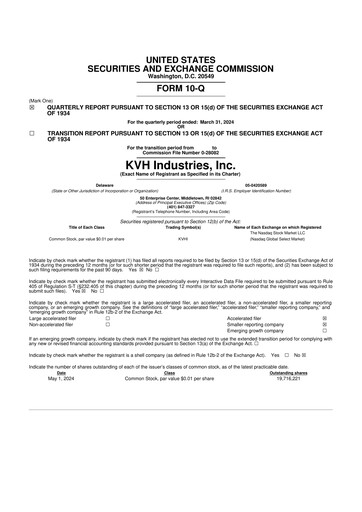 Thumbnail KVH Industries
 10-Q Quarterly Report FY2024 