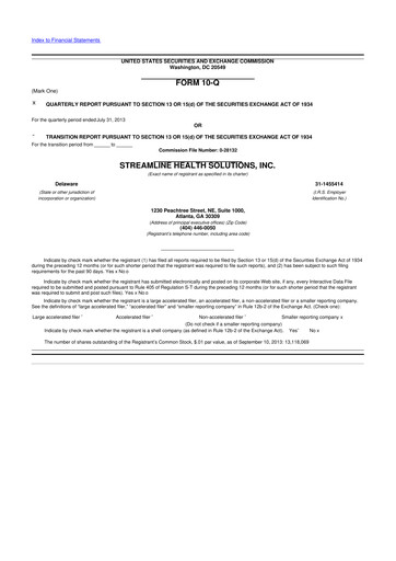 Thumbnail Streamline Health Solutions 10-Q Quarterly Report FY2013 