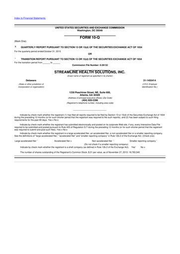 Thumbnail Streamline Health Solutions 10-Q Quarterly Report FY2015 