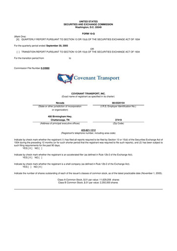 Thumbnail Covenant Logistics
 10-Q Quarterly Report FY 