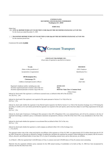 Thumbnail Covenant Logistics
 10-K Annual Report 